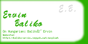 ervin baliko business card